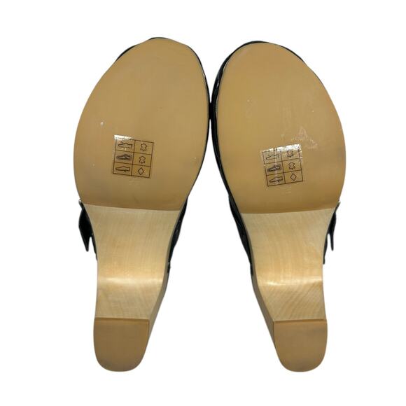 NWOB Paige Rosie Slip On Studded Big Buckle Platform Clogs Leather Black Sz 7.5 - Picture 9 of 10